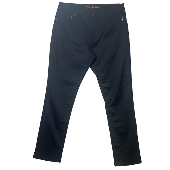 Elite Jeans Size XL Polished Cotton Tapered Jet Black Leg High Waist Work Pants - Picture 1 of 9